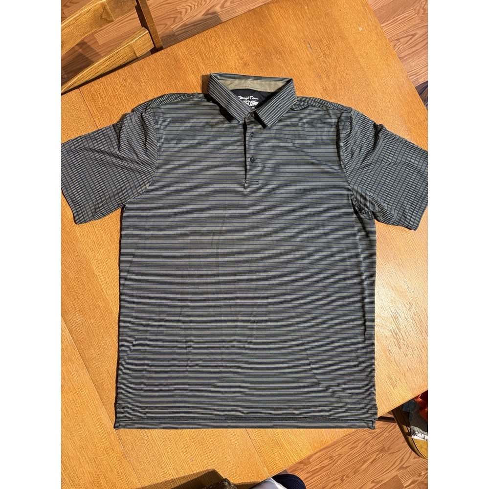 Straight Down Performance Golf Polo XL Blue Stripe‎ Stretch Moisture Wicking